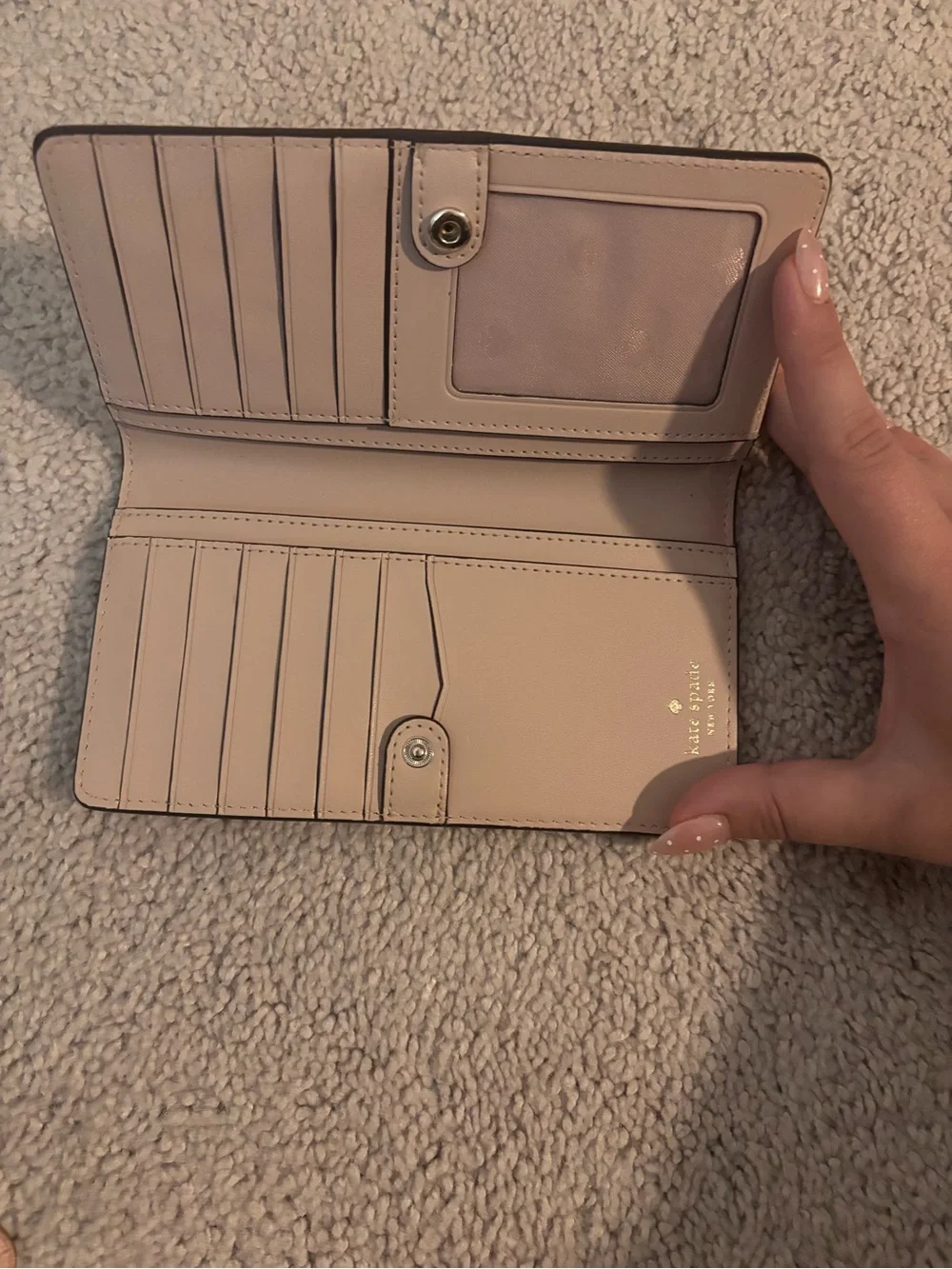 kate spade Metallic Rose Gold Saffiano Card Holder Wallet